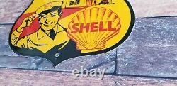 Vintage Shell Gasoline Porcelain Highway Route 66 Gas Service Station Pump Sign