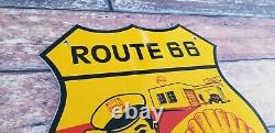 Vintage Shell Gasoline Porcelain Highway Route 66 Gas Service Station Pump Sign