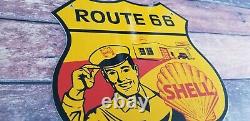 Vintage Shell Gasoline Porcelain Highway Route 66 Gas Service Station Pump Sign