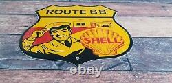 Vintage Shell Gasoline Porcelain Highway Route 66 Gas Service Station Pump Sign