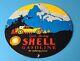 Vintage Shell Gasoline Porcelain National Park Gas Oil Service Station Sign