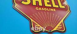 Vintage Shell Gasoline Porcelain Service Station Gas Red Clam Pump Plate Sign