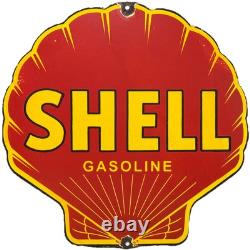 Vintage Shell Gasoline Porcelain Sign Gas Station Pump Plate Motor Oil Service