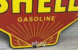 Vintage Shell Gasoline Porcelain Sign Gas Station Pump Plate Motor Oil Service