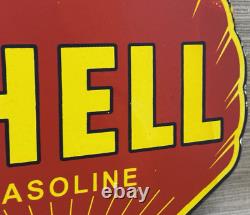 Vintage Shell Gasoline Porcelain Sign Gas Station Pump Plate Motor Oil Service