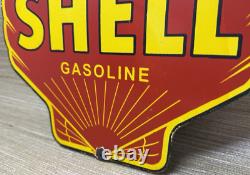 Vintage Shell Gasoline Porcelain Sign Gas Station Pump Plate Motor Oil Service