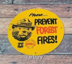 Vintage Shell Gasoline Porcelain Smokey Forest National Park Gas Service Sign