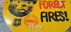 Vintage Shell Gasoline Porcelain Smokey Forest National Park Gas Service Sign