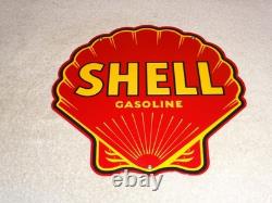 Vintage Shell Gasoline Rare Red 11 3/4 Porcelain Metal Service Station Oil Sign