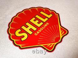 Vintage Shell Gasoline Rare Red 11 3/4 Porcelain Metal Service Station Oil Sign