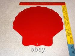 Vintage Shell Gasoline Rare Red 11 3/4 Porcelain Metal Service Station Oil Sign
