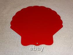 Vintage Shell Gasoline Rare Red 11 3/4 Porcelain Metal Service Station Oil Sign