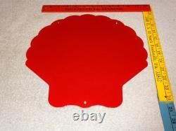 Vintage Shell Gasoline Rare Red 11 3/4 Porcelain Metal Service Station Oil Sign