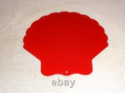 Vintage Shell Gasoline Rare Red 11 3/4 Porcelain Metal Service Station Oil Sign