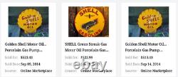Vintage Shell Gasoline Rare Red 11 3/4 Porcelain Metal Service Station Oil Sign