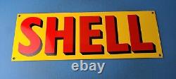 Vintage Shell Gasoline Sign Porcelain Heavy Thick Gas Pump Plate Sign