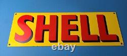 Vintage Shell Gasoline Sign Porcelain Heavy Thick Gas Pump Plate Sign