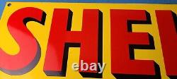 Vintage Shell Gasoline Sign Porcelain Heavy Thick Gas Pump Plate Sign