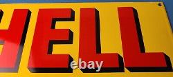 Vintage Shell Gasoline Sign Porcelain Heavy Thick Gas Pump Plate Sign