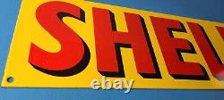 Vintage Shell Gasoline Sign Porcelain Heavy Thick Gas Pump Plate Sign