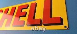 Vintage Shell Gasoline Sign Porcelain Heavy Thick Gas Pump Plate Sign