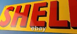 Vintage Shell Gasoline Sign Porcelain Heavy Thick Gas Pump Plate Sign