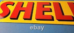 Vintage Shell Gasoline Sign Porcelain Heavy Thick Gas Pump Plate Sign