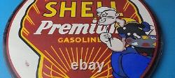 Vintage Shell Gasoline Sign Porcelain Popeye Premium Gas Sign