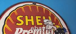 Vintage Shell Gasoline Sign Porcelain Popeye Premium Gas Sign
