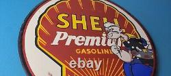 Vintage Shell Gasoline Sign Porcelain Popeye Premium Gas Sign