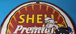 Vintage Shell Gasoline Sign Porcelain Popeye Premium Gas Sign
