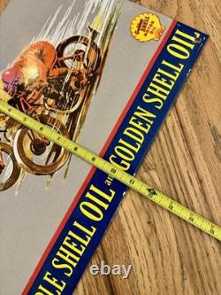 Vintage Shell Oil Gas Motorcycle Racing Porcelain Sign