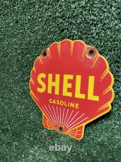 Vintage Shell Porcelain Sign Gasoline Company Die Cut Petrol Advertising Oil Gas