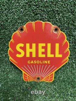 Vintage Shell Porcelain Sign Gasoline Company Die Cut Petrol Advertising Oil Gas Vintage Shell Porcelain Sign Gasoline Company Die Cut Petrol Advertising Oil Gas