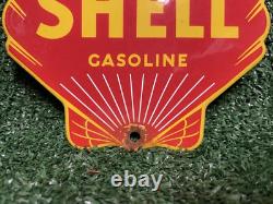 Vintage Shell Porcelain Sign Gasoline Company Die Cut Petrol Advertising Oil Gas