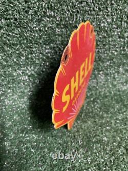 Vintage Shell Porcelain Sign Gasoline Company Die Cut Petrol Advertising Oil Gas