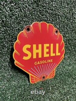 Vintage Shell Porcelain Sign Gasoline Company Die Cut Petrol Advertising Oil Gas
