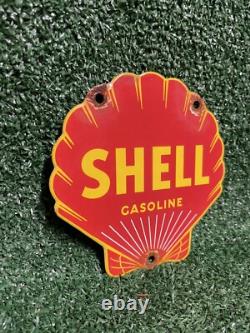 Vintage Shell Porcelain Sign Gasoline Company Die Cut Petrol Advertising Oil Gas Vintage Shell Porcelain Sign Gasoline Company Die Cut Petrol Advertising Oil Gas