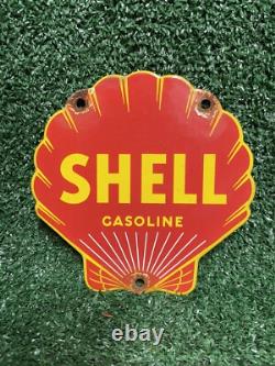 Vintage Shell Porcelain Sign Gasoline Company Die Cut Petrol Advertising Oil Gas