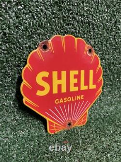 Vintage Shell Porcelain Sign Gasoline Company Die Cut Petrol Advertising Oil Gas