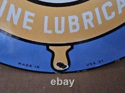 Vintage Shell Porcelain Sign Marine Lubricant Oil Service Station Pump Plate 12