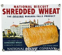 Vintage Shredded Wheat Porcelain Sign Gas Station Grocery Store Nabisco Biscuit