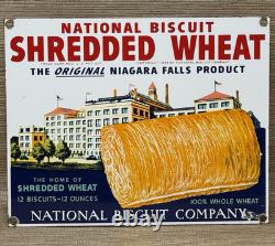 Vintage Shredded Wheat Porcelain Sign Gas Station Grocery Store Nabisco Biscuit