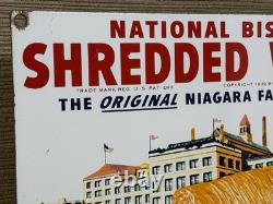 Vintage Shredded Wheat Porcelain Sign Gas Station Grocery Store Nabisco Biscuit