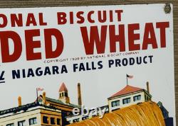Vintage Shredded Wheat Porcelain Sign Gas Station Grocery Store Nabisco Biscuit