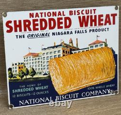 Vintage Shredded Wheat Porcelain Sign Gas Station Grocery Store Nabisco Biscuit