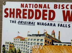 Vintage Shredded Wheat Porcelain Sign Gas Station Grocery Store Nabisco Biscuit