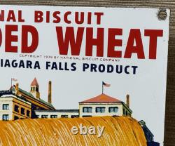 Vintage Shredded Wheat Porcelain Sign Gas Station Grocery Store Nabisco Biscuit