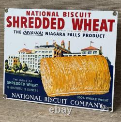 Vintage Shredded Wheat Porcelain Sign Gas Station Grocery Store Nabisco Biscuit