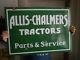 Vintage Sign Allis Chalmers Tractors Parts & Service Double Sided Porcelain Oil